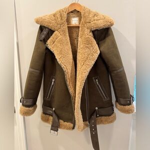 Avec Les Filles Faux Shearling Biker Jacket NWOT